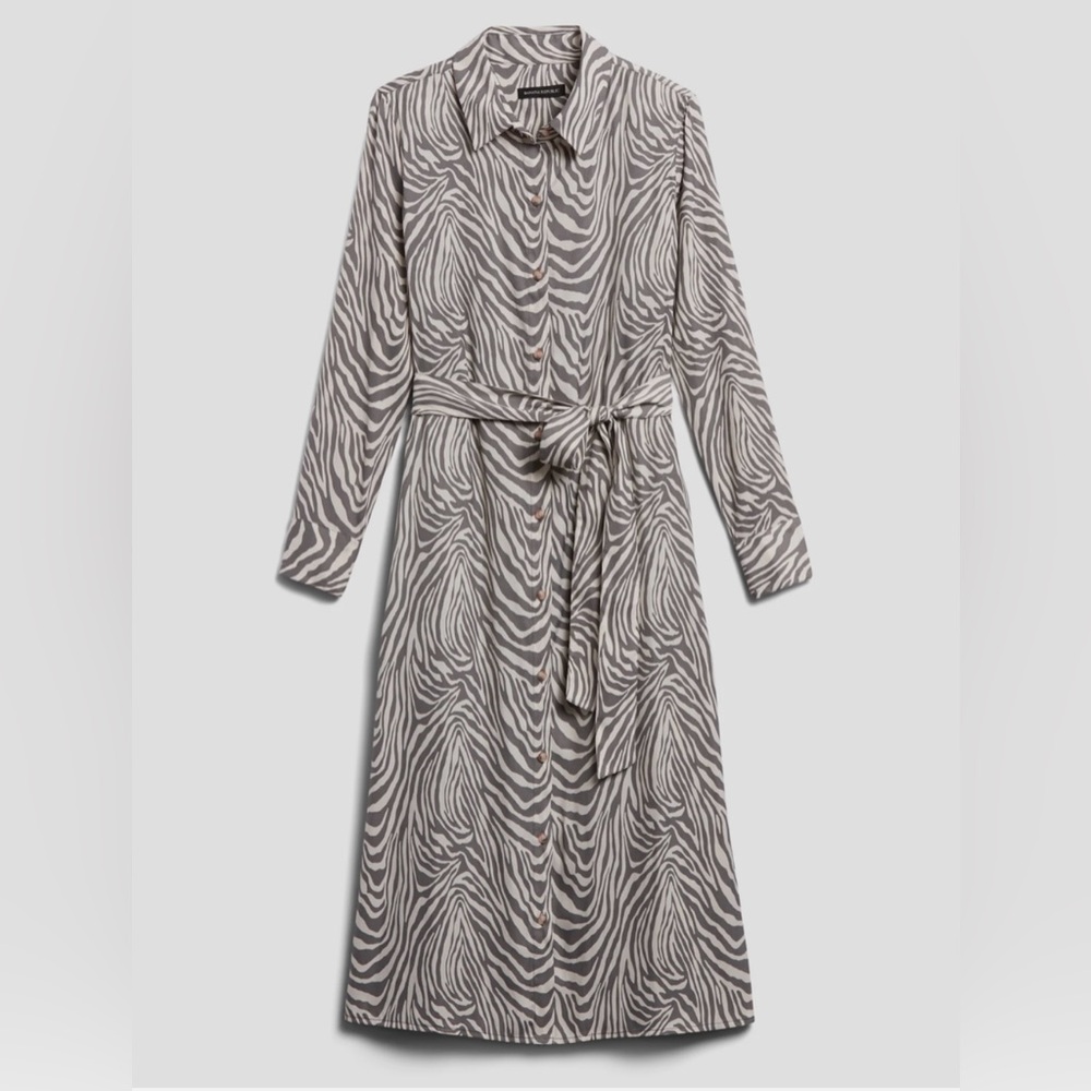 Banana Republic Women’s Summer Zebra Print Midi T Shirt Dress button up size XS - Picture 12 of 12